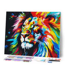 Cargar imagen en el visor de la galería, Diamond Painting - León Abstracto Colorido 40x50cm con bastidor montado