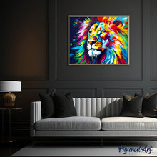 Cargar imagen en el visor de la galería, Diamond Painting - León Abstracto Colorido 40x50cm con bastidor montado