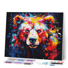 Cargar imagen en el visor de la galería, Diamond Painting - Oso Abstracto Colorido 40x50cm con bastidor montado