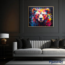 Cargar imagen en el visor de la galería, Diamond Painting - Oso Abstracto Colorido 40x50cm con bastidor montado