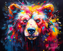 Cargar imagen en el visor de la galería, Diamond Painting - Diamond Painting - Oso Abstracto Colorido 40x50cm con bastidor montado