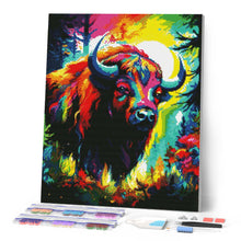 Cargar imagen en el visor de la galería, Diamond Painting - Bisonte Abstracto Colorido 40x50cm con bastidor montado