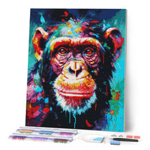 Cargar imagen en el visor de la galería, Diamond Painting - Chimpancé Abstracto Colorido 40x50cm con bastidor montado
