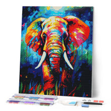 Cargar imagen en el visor de la galería, Diamond Painting - Elefante Abstracto Colorido 40x50cm con bastidor montado