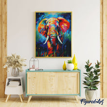 Cargar imagen en el visor de la galería, Diamond Painting - Elefante Abstracto Colorido 40x50cm con bastidor montado
