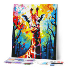 Cargar imagen en el visor de la galería, Diamond Painting - Jirafa Abstracta Colorida 40x50cm con bastidor montado