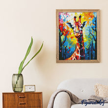 Cargar imagen en el visor de la galería, Diamond Painting - Jirafa Abstracta Colorida 40x50cm con bastidor montado