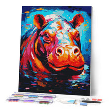 Cargar imagen en el visor de la galería, Diamond Painting - Hipopótamo Abstracto Colorido 40x50cm con bastidor montado