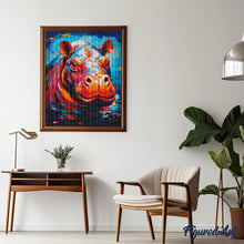 Cargar imagen en el visor de la galería, Diamond Painting - Hipopótamo Abstracto Colorido 40x50cm con bastidor montado