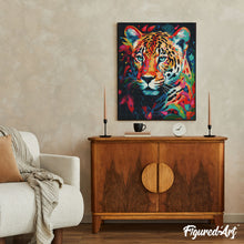 Cargar imagen en el visor de la galería, Diamond Painting - Leopardo Abstracto Colorido 40x50cm con bastidor montado