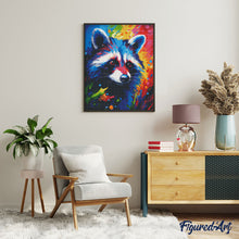 Cargar imagen en el visor de la galería, Diamond Painting - Mapache Abstracto Colorido 40x50cm con bastidor montado