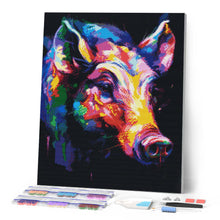Cargar imagen en el visor de la galería, Diamond Painting - Jabalí Abstracto Colorido 40x50cm con bastidor montado