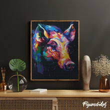 Cargar imagen en el visor de la galería, Diamond Painting - Jabalí Abstracto Colorido 40x50cm con bastidor montado