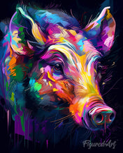 Cargar imagen en el visor de la galería, Diamond Painting - Diamond Painting - Jabalí Abstracto Colorido 40x50cm con bastidor montado