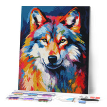 Cargar imagen en el visor de la galería, Diamond Painting - Lobo Abstracto Colorido 40x50cm con bastidor montado