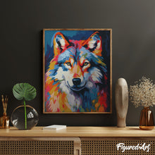 Cargar imagen en el visor de la galería, Diamond Painting - Lobo Abstracto Colorido 40x50cm con bastidor montado