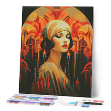 Cargar imagen en el visor de la galería, Diamond Painting - Mujer Art Deco 40x50cm con bastidor montado