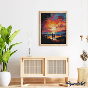 Diamond Painting - Pareja y Atardecer Colorido 40x50cm con bastidor montado