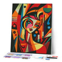 Cargar imagen en el visor de la galería, Diamond Painting - Mujer Abstracta al Estilo Picasso 40x50cm con bastidor montado