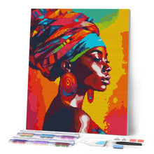 Cargar imagen en el visor de la galería, Diamond Painting - Dama Africana Vívida 40x50cm con bastidor montado