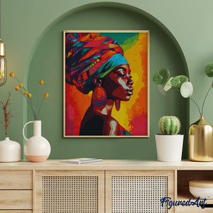 Diamond Painting - Dama Africana Vívida 40x50cm con bastidor montado