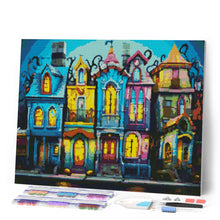 Cargar imagen en el visor de la galería, Diamond Painting - Casas Góticas Coloridas 40x50cm con bastidor montado
