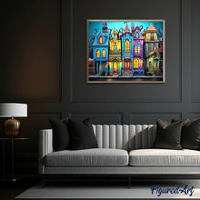 Cargar imagen en el visor de la galería, Diamond Painting - Casas Góticas Coloridas 40x50cm con bastidor montado