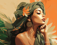 Cargar imagen en el visor de la galería, Diamond Painting - Diamond Painting - Mujer con Turbante Africano 40x50cm con bastidor montado
