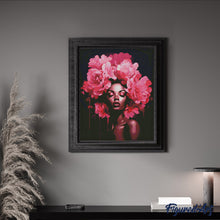 Cargar imagen en el visor de la galería, Diamond Painting - Dama con Cabello de Peonías 40x50cm con bastidor montado