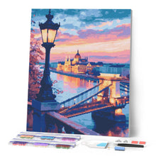 Cargar imagen en el visor de la galería, Diamond Painting - Budapest al Anochecer 40x50cm con bastidor montado