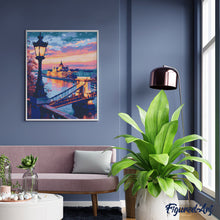 Cargar imagen en el visor de la galería, Diamond Painting - Budapest al Anochecer 40x50cm con bastidor montado