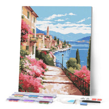 Cargar imagen en el visor de la galería, Diamond Painting - Lago Como en Flor 40x50cm con bastidor montado