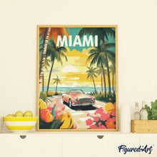 Cargar imagen en el visor de la galería, Diamond Painting - Póster de viaje atardecer en Miami