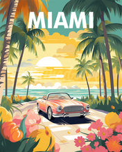 Cargar imagen en el visor de la galería, Diamond Painting - Póster de viaje atardecer en Miami