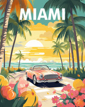 Cargar imagen en el visor de la galería, Diamond Painting - Diamond Painting - Póster de viaje atardecer en Miami 40x50cm con bastidor montado