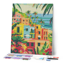 Cargar imagen en el visor de la galería, Diamond Painting - Ciudad costera marroquí 40x50cm con bastidor montado