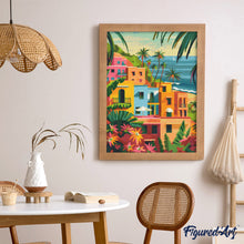 Cargar imagen en el visor de la galería, Diamond Painting - Ciudad costera marroquí 40x50cm con bastidor montado