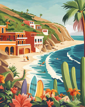 Cargar imagen en el visor de la galería, Diamond Painting - Diamond Painting - Surf costero 40x50cm con bastidor montado