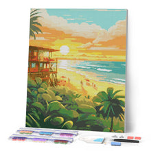 Cargar imagen en el visor de la galería, Diamond Painting - Club de playa al atardecer 40x50cm con bastidor montado