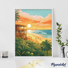 Cargar imagen en el visor de la galería, Diamond Painting - Club de playa al atardecer 40x50cm con bastidor montado