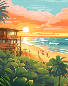 Diamond Painting - Club de playa al atardecer