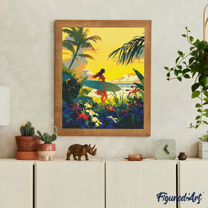 Diamond Painting - Surfista al atardecer