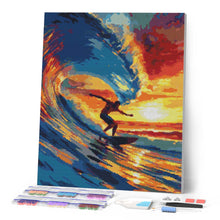 Cargar imagen en el visor de la galería, Diamond Painting - Surfeando la gran ola 40x50cm con bastidor montado
