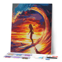 Cargar imagen en el visor de la galería, Diamond Painting - Chica surfista en la gran ola