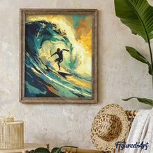 Cargar imagen en el visor de la galería, Diamond Painting - Surfista profesional 40x50cm con bastidor montado