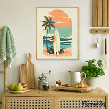 Cargar imagen en el visor de la galería, Diamond Painting - Tabla de surf en la playa 40x50cm con bastidor montado