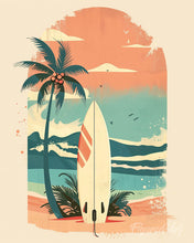 Cargar imagen en el visor de la galería, Diamond Painting - Diamond Painting - Tabla de surf en la playa 40x50cm con bastidor montado