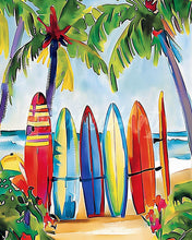 Cargar imagen en el visor de la galería, Diamond Painting - Tablas de surf coloridas