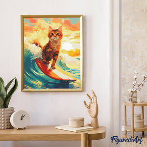 Diamond Painting - Gato surfista