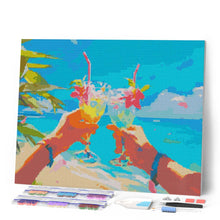 Cargar imagen en el visor de la galería, Diamond Painting - Brindis en la playa 40x50cm con bastidor montado